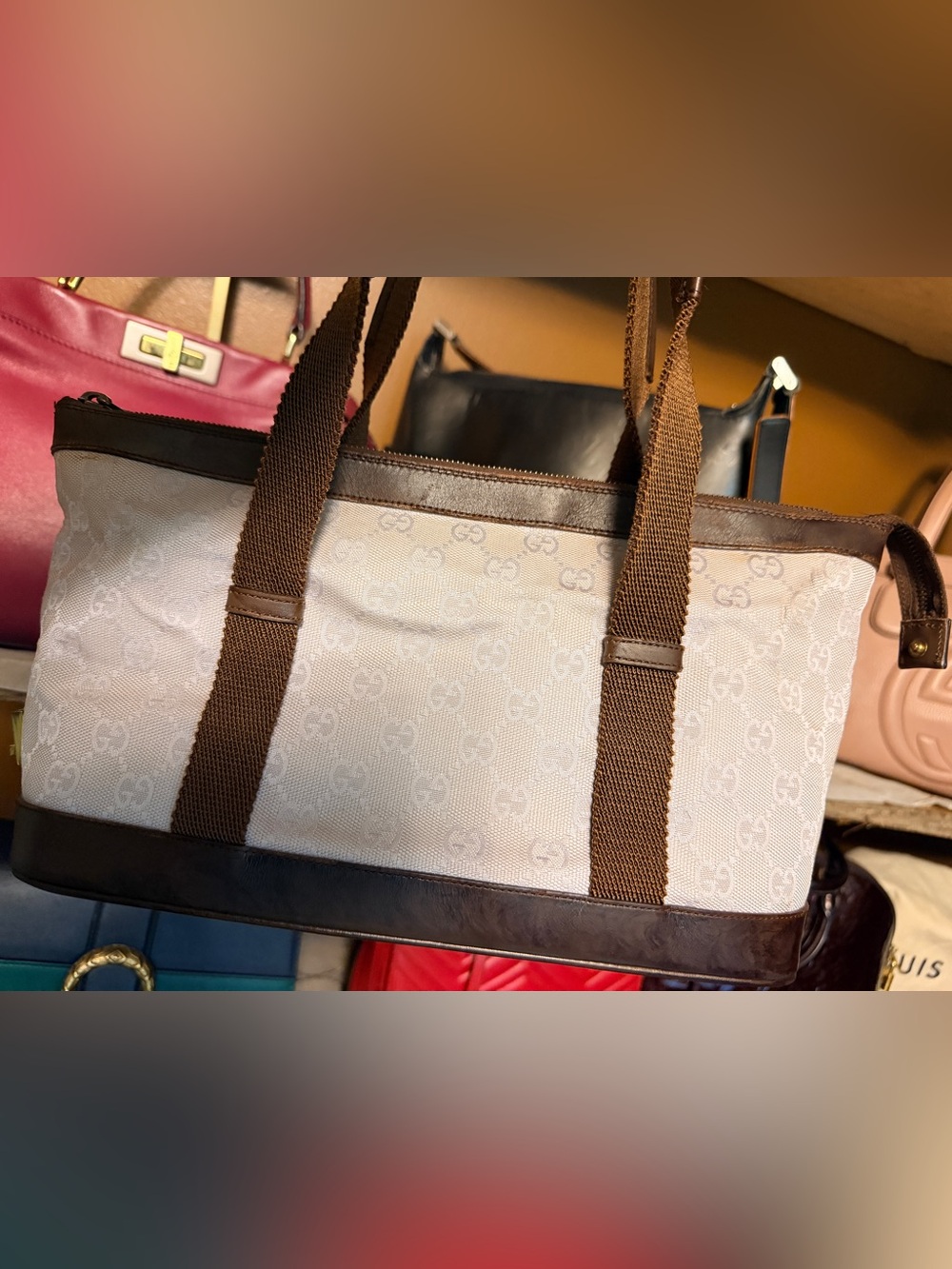 Gucci Vintage GG Monogram Canvas Boston Bag with Leather Trim - Picture 9 of 9
